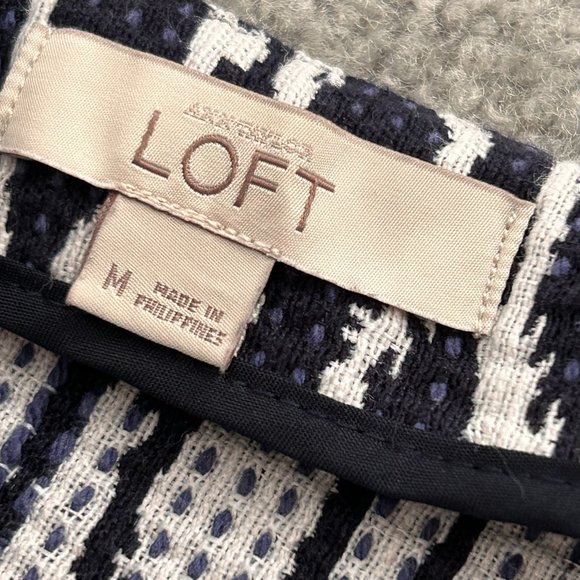 - ANN TAYLOR LOFT Faux Wrap Printer Blue and White MEDIUM   - B482 - Picture 5 of 6